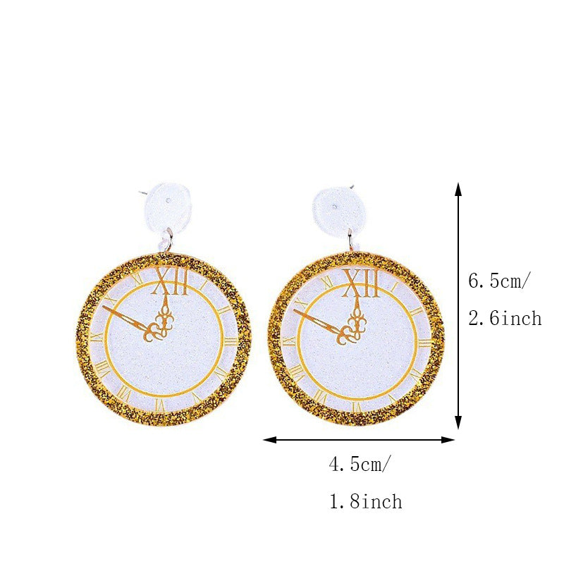 Wholesale Happy New Year Pocket Watch Earrings